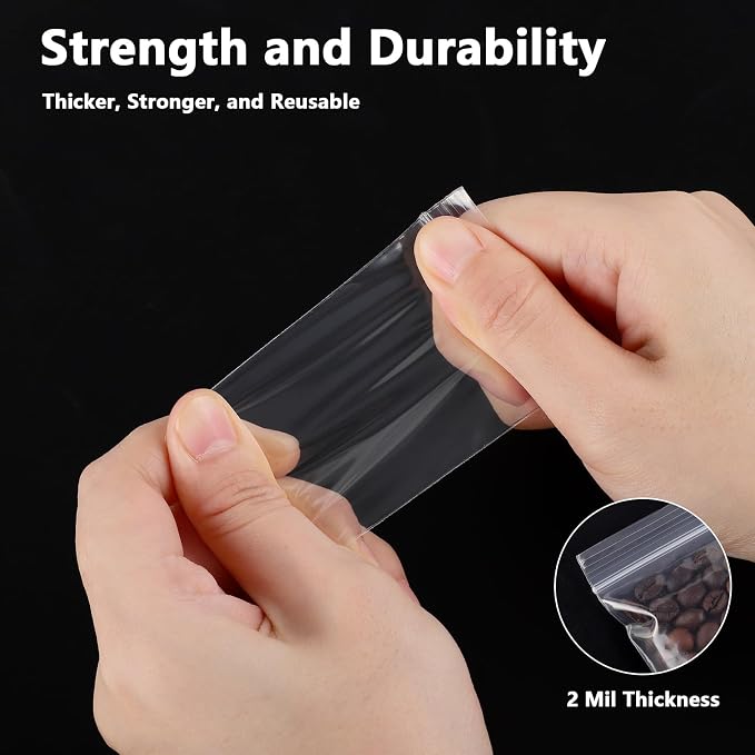 500 PCS Small Plastic Bags for Jewelry 2x2 2x3 3x4 Inch Mini Clear Plastic Poly Bag 2 Mil with Resealable Lock Seal Zipper for Storage Gifts Candy Screws