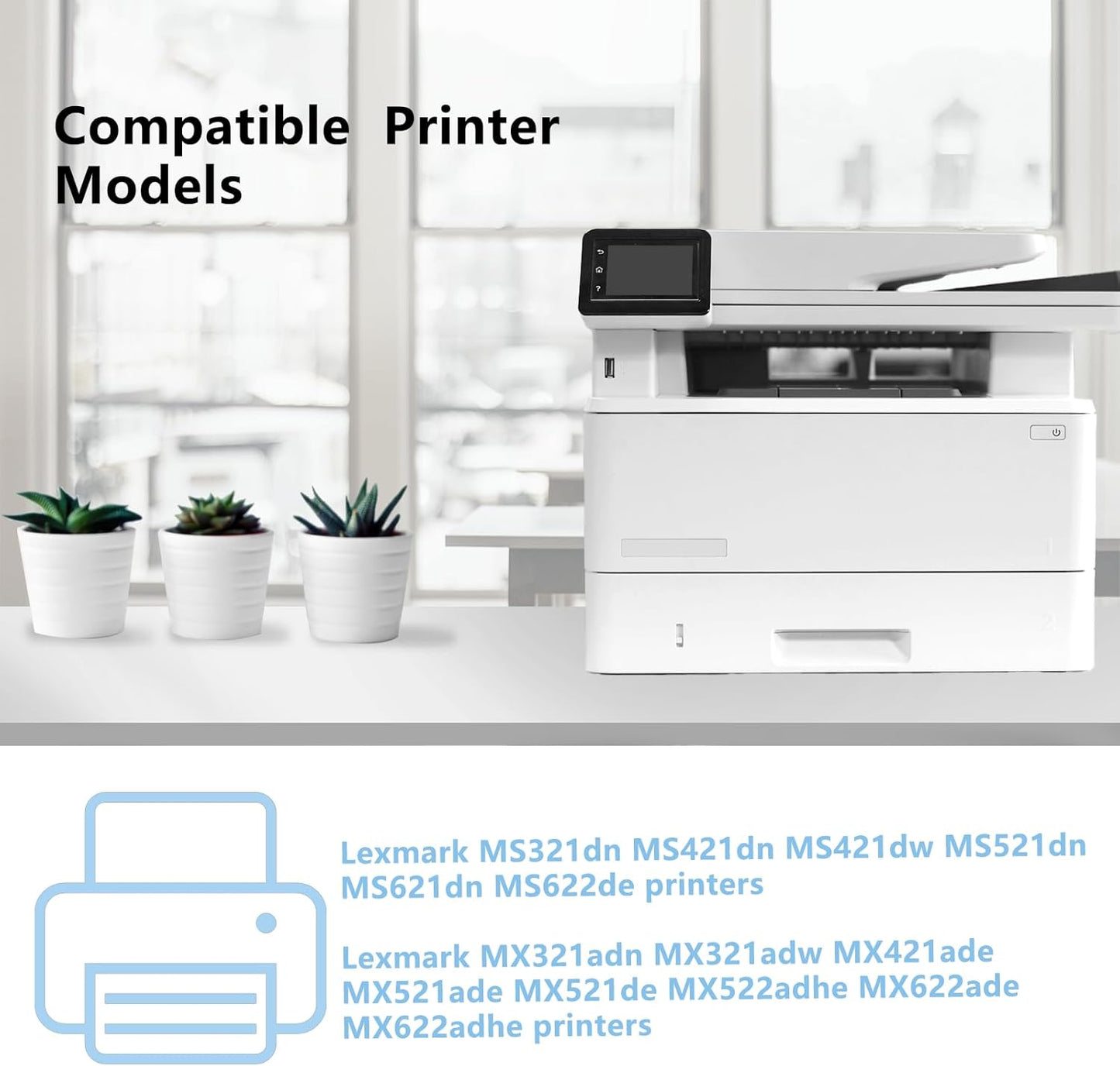 High Yield 56F1H00 Black Toner Cartridge Compatible with Lexmark 56F1H00 Toner Cartridge for MS321 MS421 MS521 MS621 MS622 MX521 MX522 MX622 MX321 MX421 Laser Printer(15,000 Pages)