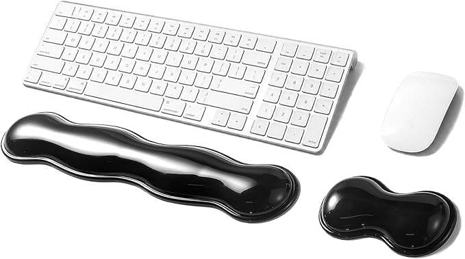 Gel Keyboard Wrist Rest Set, Clear Wrist Rest for Keyboard and Mouse, Ergonomic Keyboard Mouse Wrist Rest for Typing Pain Relief, Suitable for Office, Gaming, Computer, Laptop - Black