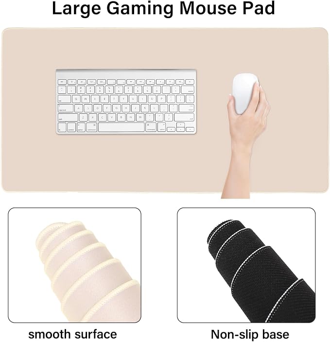 MOSISO Keyboard Mouse Pad Set, Large Gaming Mouse Pad&Keyboard Wrist Rest | Rectangular Mousepad with Wrist Rest&Coaster, Ergonomic Non-Slip&Easy Typing Pad with Curved Silicone Lining, Apricot