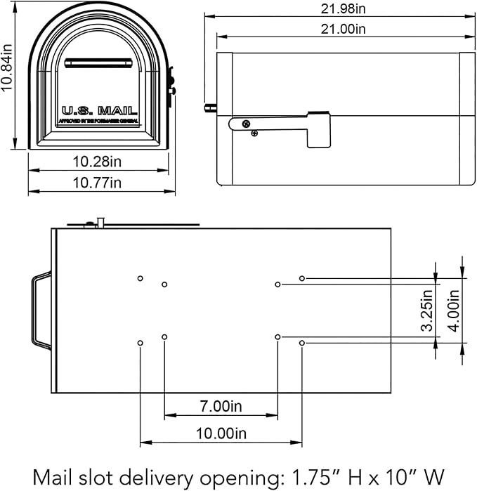 Architectural Mailboxes Reliant Locking Post Mount Mailbox, Black, Large | Galvanized steel build with concealed secure lock and key and a magnetic door closure. USPS approved. Includes 2 keys.