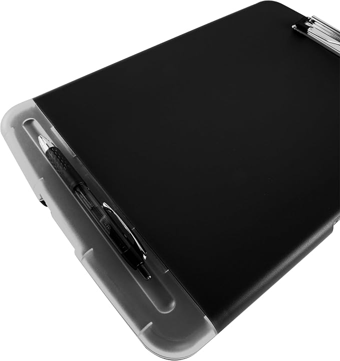 Super Z Outlet Slim Plastic Nursing RN Style Lightweight Coaches Clipboard with Open Foldable Storage, Classroom Teacher College Size (9.5" x 14") (Black, 9.5" x 14")