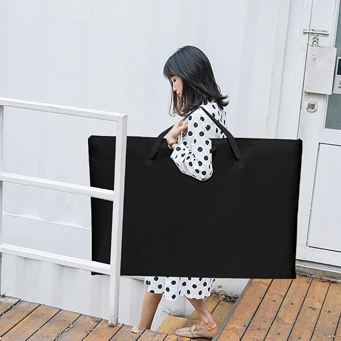 ZKOO Large Size Art Portfolio Bag, Light Weight Art Canvas Portfolio Case with Nylon Shoulder Strap, Carrying Storage Case for Artwork, Poster, Sketching, and Drawing (Compatible 24 * 36 Inch-Black)