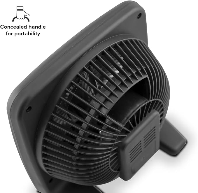 Air Monster 7 Inch 2 Speed Compact Desktop Table Top Personal Box Fan, Space Saver, High Performance, Turbo Force, Fully Assembled, Matte Black
