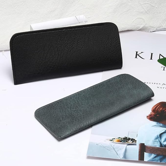 DIYOMR 6 Pack Soft Leather Eyeglass Bags Portable Unisex Glasses Pouch Multiple Pens Sleeve Case Classic Color for Business Men Women Teen Student Scholars