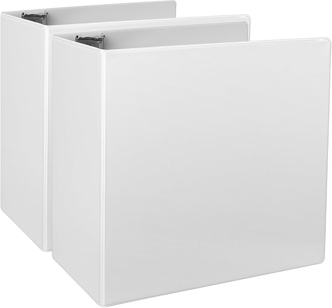 CIXILDTS 5-Inch 3 Ring Binder, Standard 5" Slant-D Ring Binder Fit Letter Size Paper, Presentation View Binders, White, 2-Pack