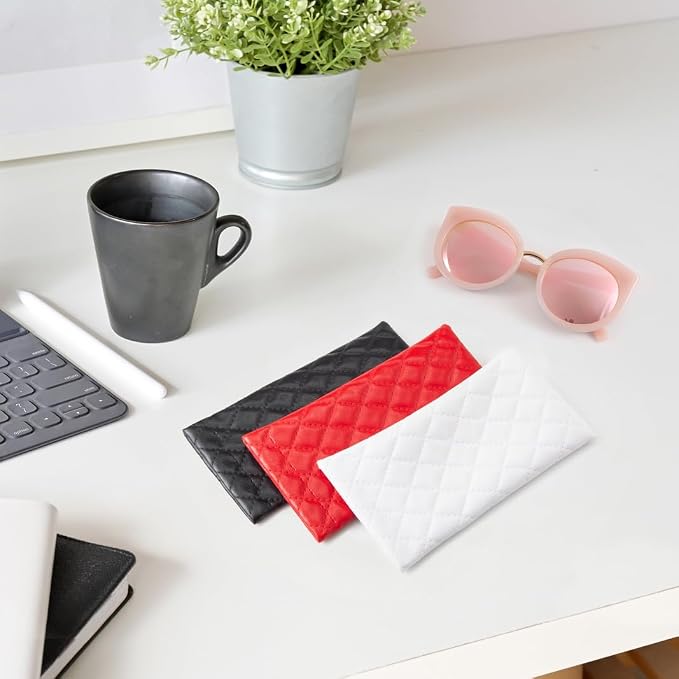 TRIUMPH VISION Eyeglass Case Glasses Case Soft Sunglass Pouch Sleeve 3 Pack | Slim Lightweight Alternative to Bulky Case, Leather Lined Protect Lens, Squeeze Easy to Use, Stylish Portable for Daily Use