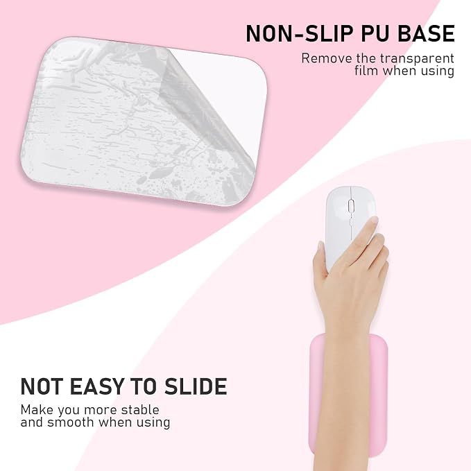 Leolee Elbow Rest Pads for Desk, Gel Ergonomic Wrist Rest Arm Rest Pads | Upgraded, Memory Foam, Non-Slip Base, Cushion Support Relieve Elbow and Wrist Pain for Computer, Office, 2 Packs, Pink