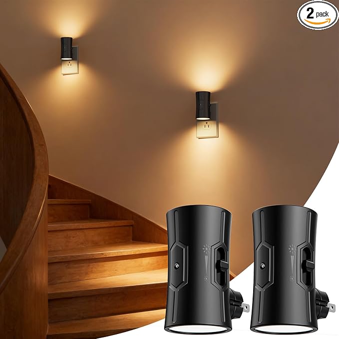 fesnne Night Light, 2-Pack Dimmable Plug-in Night Light with 90°Rotatable Plug, 0-100LM Adjustable Brightness, 3000K Warm White, 1W Ultra Low Energy for Bedroom, Hallway, Bathroom, Kids Room