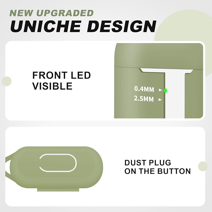 for AirPods Case Cover, Come with Clean Pen，Soft Silicone Protective Cover for Women Men Compatible with Apple AirPods 2nd 1st Generation Charging Case, Front LED Visible,Army Green
