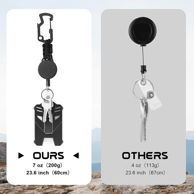 2 Set Retractable Badge Holders Heavy Duty Badge Reel Retractable Keychain with Tactical ID Card Holders