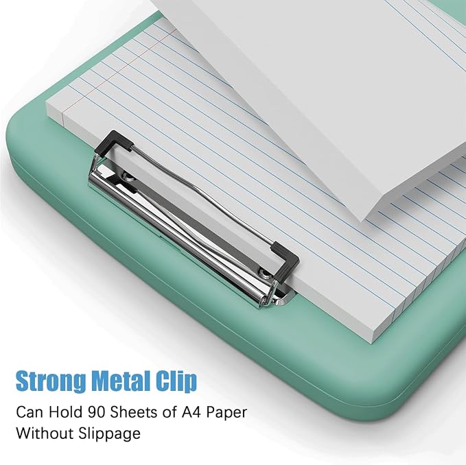 Hongri Clipboard with Storage with Pencil Case, 8.5 x 11 Storage Clip Board | High Capacity Organization Box for A4 Letter Legal Paper, Heavy Duty Folio & Side-Opening for Nurses, Teachers, Dark Green