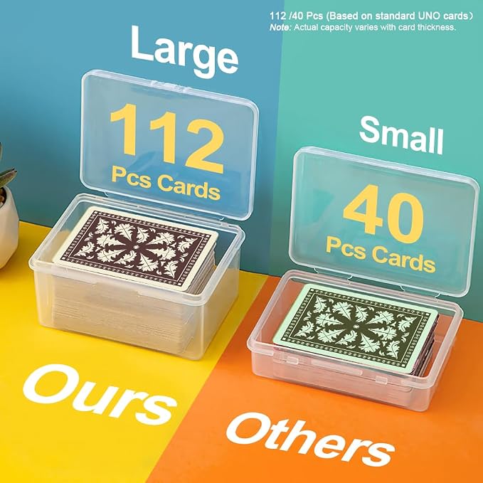 2PCS Card Cases for UNO Cards and Playing Cards, High Capacity Clear Storage Boxes for Trading Cards & More (Card Not Included)