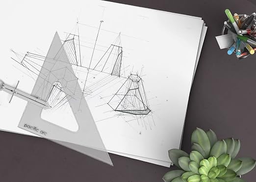 Pacific Arc's Scholastic Triangle - 8 inch - Smoke - 40/90 Angle - Polystyrene - Inking Edge - Technical Drawing Tools, Drafting, Architect and Engineering.