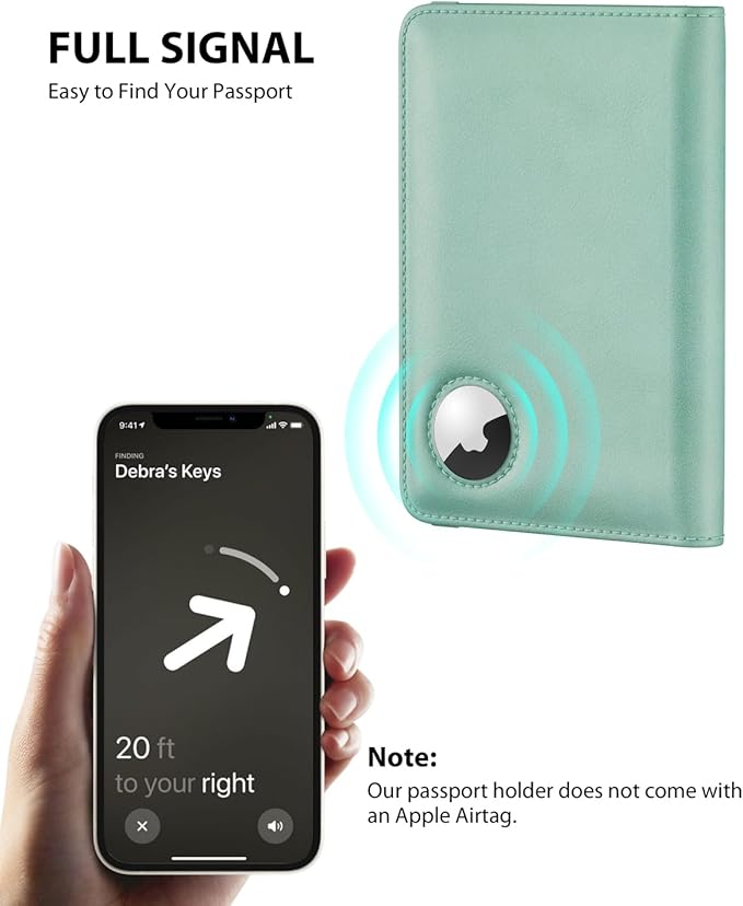 Stouchi AirTag Passport Holder – Slim RFID Travel Wallet | Ultra-slim, Waterproof PU Leather, 5 Card Slots, RFID Blocking, AirTag Slot – Perfect for US Passports, Snug for EU