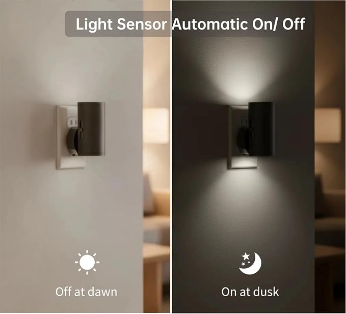 TSEXES LED Night Light Plug into Wall,Dusk to Dawn Sensor, 4 Pack | 0-300LM Adjustable Brightness,Daylight 5000K,Dimmable