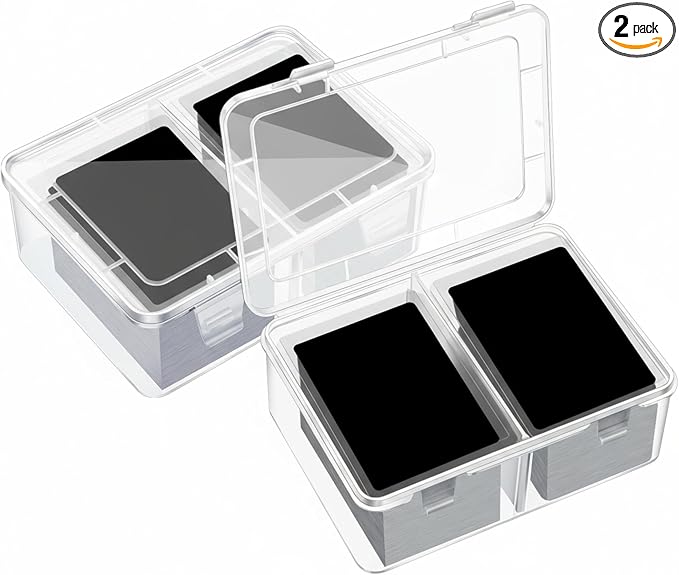 Vicenpal 300 Card Storage Box Compatible with Mtg TCG Clear Plastic Trading Card Storage Box with Removable Divider Hard Trading Deck Case for Baseball Football Game Organizer Collector(2 Pcs)