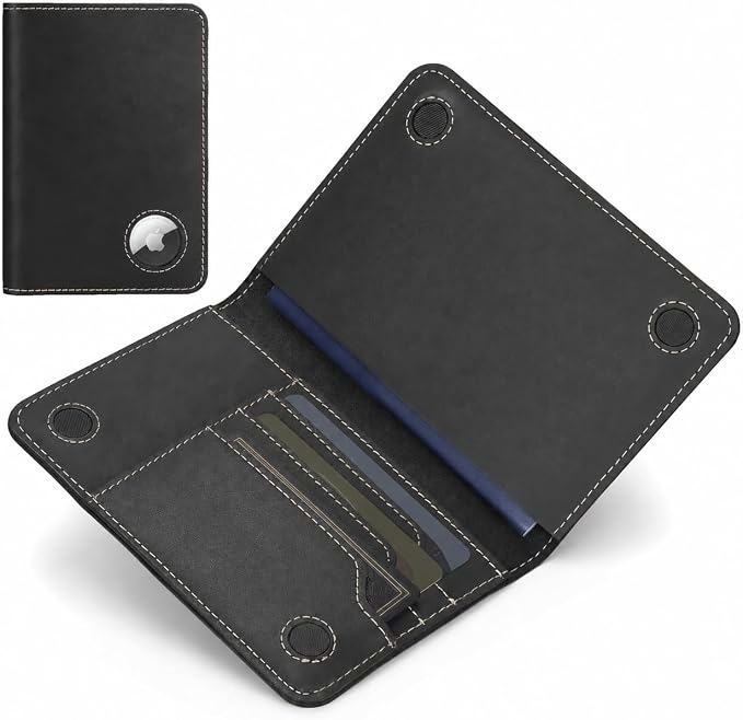 ALLIVE Passport Holder for Travel, Genuine Leather Passport Holder with AirTag Slot, Magnetic Closure, RFID Blocking Passport Cover Travel Wallet for Women Men