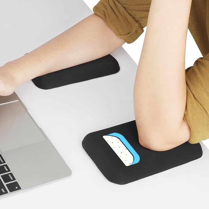 Leolee Elbow Rest Pads for Desk, Gel Ergonomic Wrist Rest Arm Rest Pads | Upgraded, Memory Foam, Non-Slip Base, Cushion Support Relieve Elbow and Wrist Pain for Computer, Office, 2 Packs, Black