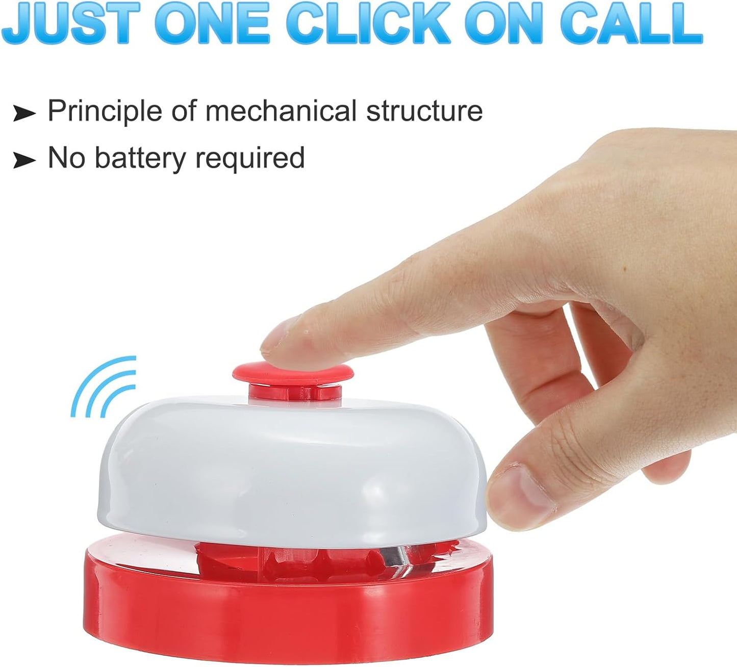 PATIKIL Desk Call Bell 2.5" Diameter, 4 Pcs Dinner Desk Front Bell for Service with Metal Anti-Rust Construction for Hotel Restaurant Reception Areas Office Warehouse, Red/White