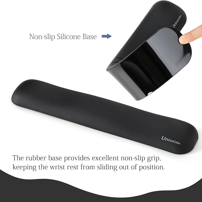 UnivoColors Design-Medium Wave Keyboard Wrist Rest of Medium, Artificial Sheepskin+Memory Foam+Ergonomic+Anti-Slip Gel, Resilience Support During Work and Gaming,Keyboard Accessory,Navy