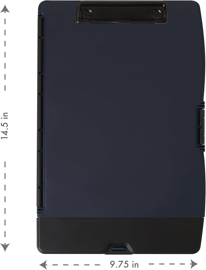 Dexas Folio Clipcase Professional Storage Clipboard with Pen Storage Compartment, 9.75 x 14.75, A4, Indigo. Ideal for Teachers, Nurses, Coaches, Students, Trades, Homeschooling