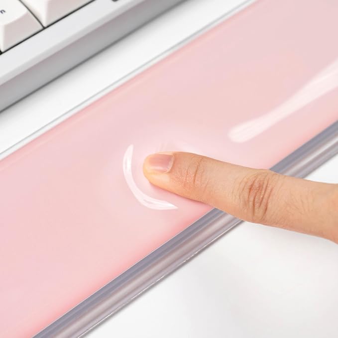 Gel Keyboard and Mouse Wrist Rest Set –Pink Clear Wrist Rest for Computer Keyboard 60%/68%/75%, Comfort & Support for Typing and Gaming