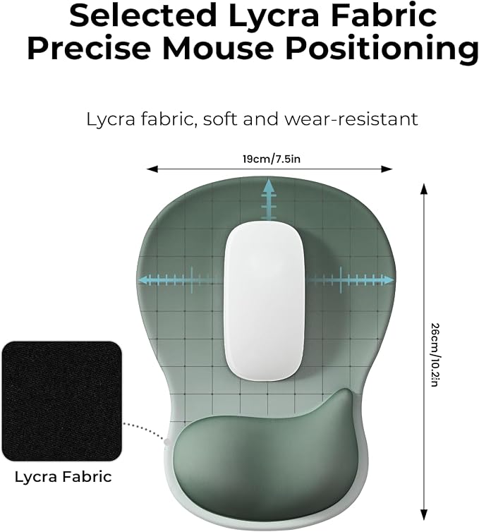 EooCoo Mouse Pad with Gel Wrist Rest, Ergonomic Mousepad Wrist Alignment | Middle Concave Design for Natural Wrist Alignment, Non-Slip Base Mousepad, Carpal Tunnel Relief, Office Desk Accessories