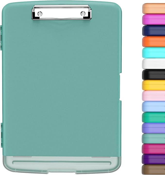 Hongri Clipboard with Storage with Pencil Case, 8.5 x 11 Storage Clip Board | High Capacity Organization Box for A4 Letter Legal Paper, Heavy Duty Folio & Side-Opening for Nurses, Teachers, Dark Green