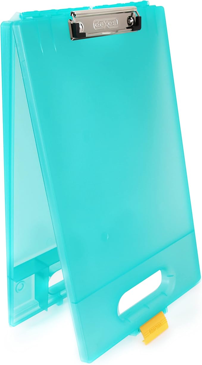 Dexas Clipcase Storage Clipboard with Handle, Aquamarine (Pack of 12)