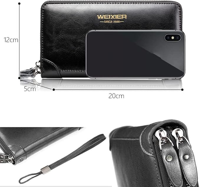 Large Wallet Clutch Long Leather Phone Purse Business Hand Clutch Bag Card Holder Travel Wallet for Men Women Father Husband