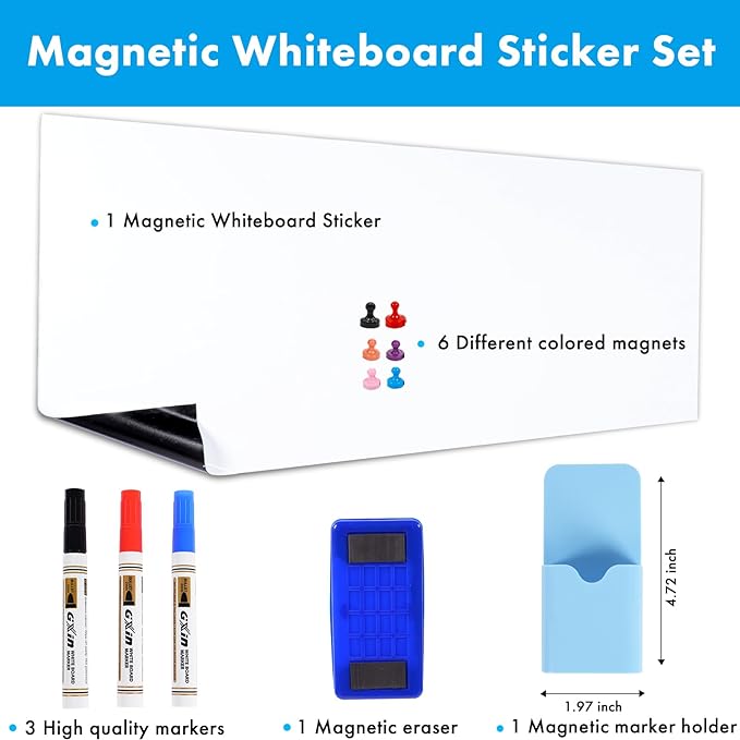 HAMIGAR White Board for Wall 48" x 94" Peel and Stick Dry Erase Board | Magnetic Whiteboard Contact Paper, Dry Erase Sticker for Wall, Wallpaper, Adhesive Poster, Includes Marker, Eraser & Magnets