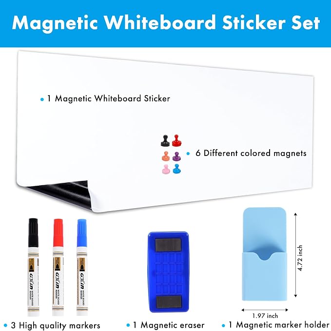 HAMIGAR White Board for Wall 48" x 71" Peel and Stick Dry Erase Board | Magnetic Whiteboard Contact Paper, Dry Erase Sticker for Wall, Wallpaper, Adhesive Poster, Includes Marker, Eraser & Magnets