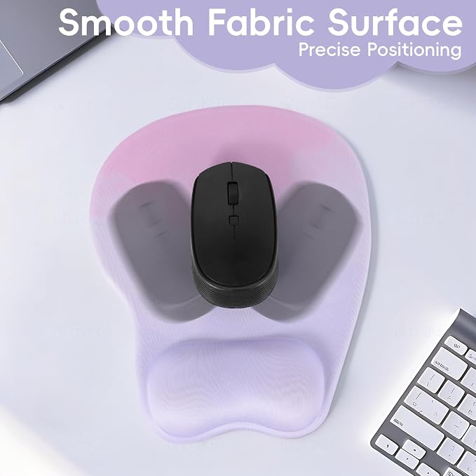 Mouse Pad with Wrist Rest Ergonomic Mouse Pad with Comfortable M-Shape Pain Relief Wrist Support Non-Slip PU Base Mousepad for Laptop, Office & Home (Lavender Plum)