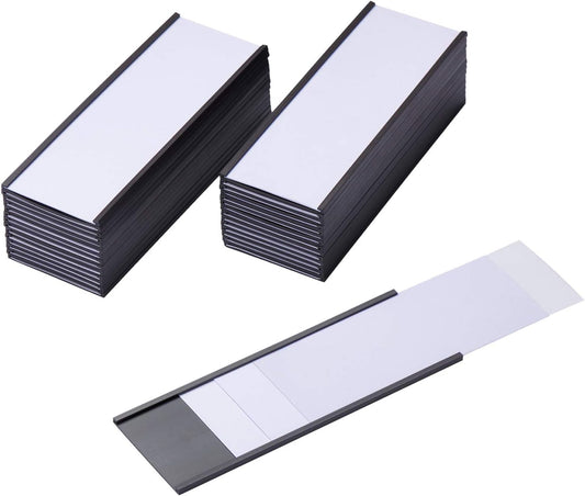 Eeoyu Magnetic Label Holders with Magnets Magnetic Data Card Holders with Clear Plastic Protectors for Metal Shelf, Whiteboard, Set of 30 (2 x 5.5 Inch)