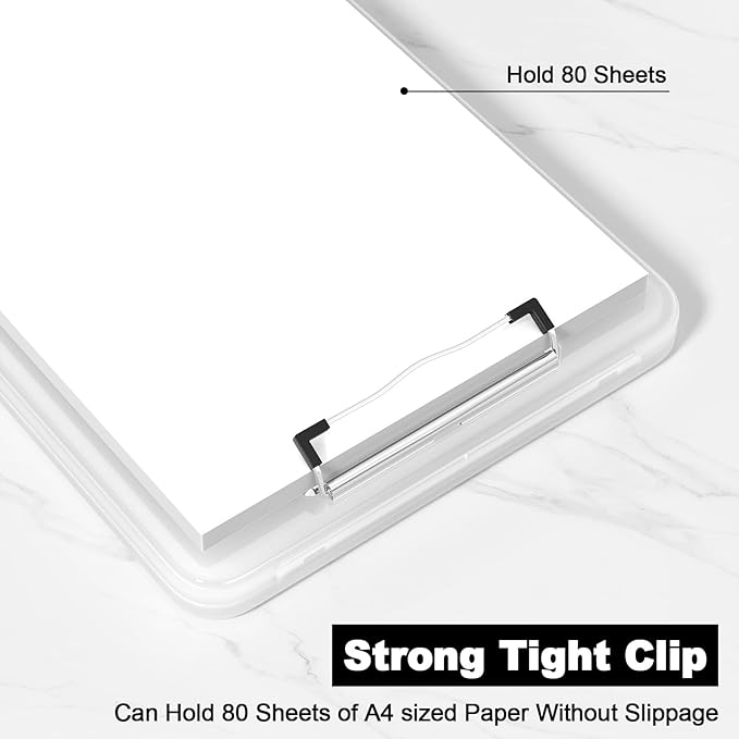 Hongri Clipboard with Storage, 8.5 x 11 Clip Board Foldable, White | Bottom Opening, Size 13.4 x 9.4 X 0.9 in for Nurses, Teacher, Students, Classroom, School & Office Supplies