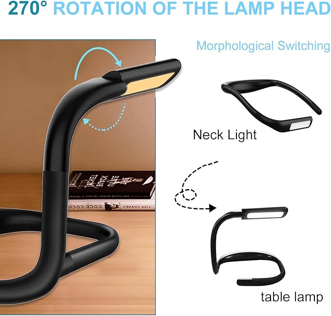 LED Neck Reading Light,Book Lights for Reading in Bed,Adjustable Brightness Desk Lamp,3 Color,with Bendable Arms,Suitable for Repairing,Night Running,Walking,Knitting,Camping (1PCS)