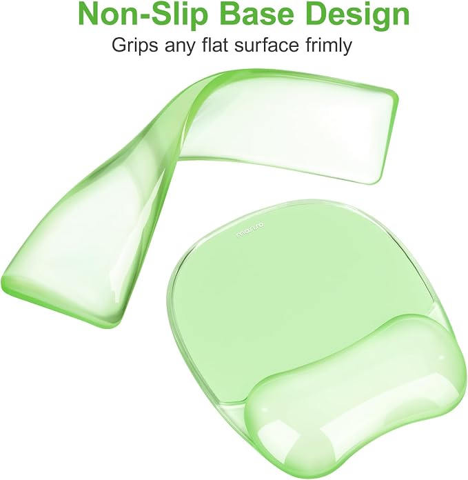 MOSISO Cooling Gel Wrist Rest Support for Mouse Pad&Keyboard Set, Green | Irregular Oval Ergonomic Mousepad Keyboard Pad Non-Slip Base Home/Office Pain Relief&Gel Easy Typing Pad for Computer Laptop