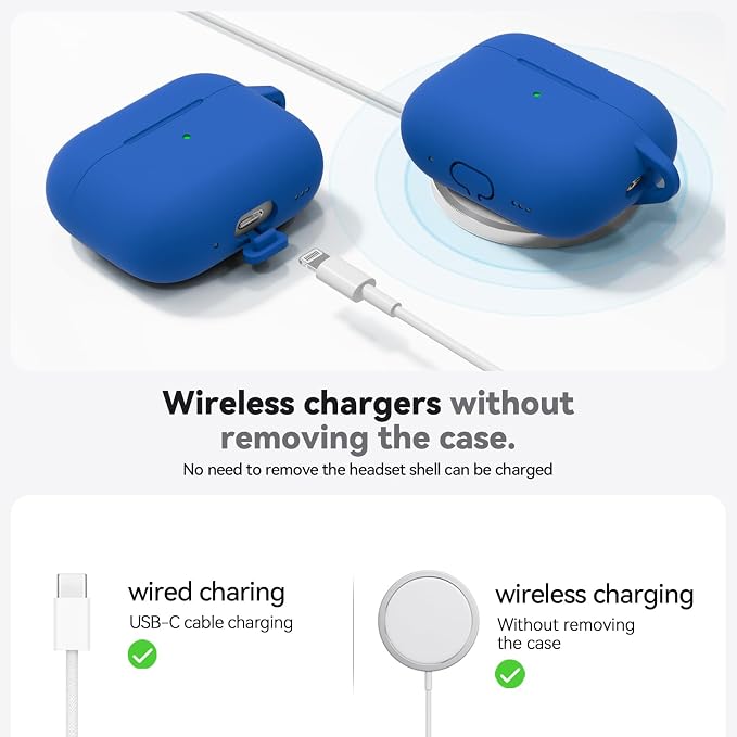 Ljusmicker for AirPods Pro 3 Case 2025 with Cleaner Kit,Blue | Soft Silicone Protective Cover for Apple AirPod Pro 3rd Generation Case with Keychain for Women Men,Shockproof