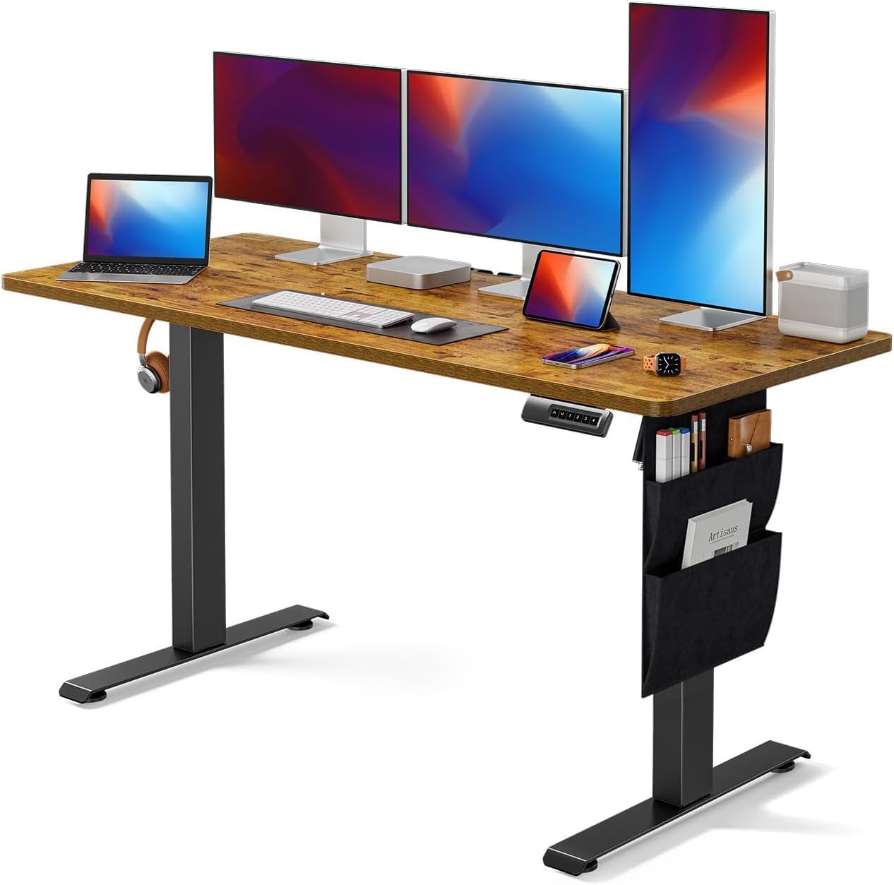 Marsail Standing Desk 55"x24" Adjustable Height Electric Standing Desk with Storage Bag for Study Writing Work 4 Memory Preset with Headphone Hook