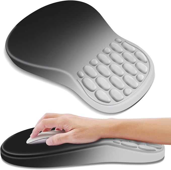 YIWEI Ergonomic Mouse Pad with Wrist Rest for Carpal Tunnel Pain Relief | Memory Foam Wrist Support,Non-Slip Rubber Base, Keyboard Computer Mousepad,Lycra Cloth Surface,Gaming Home Office