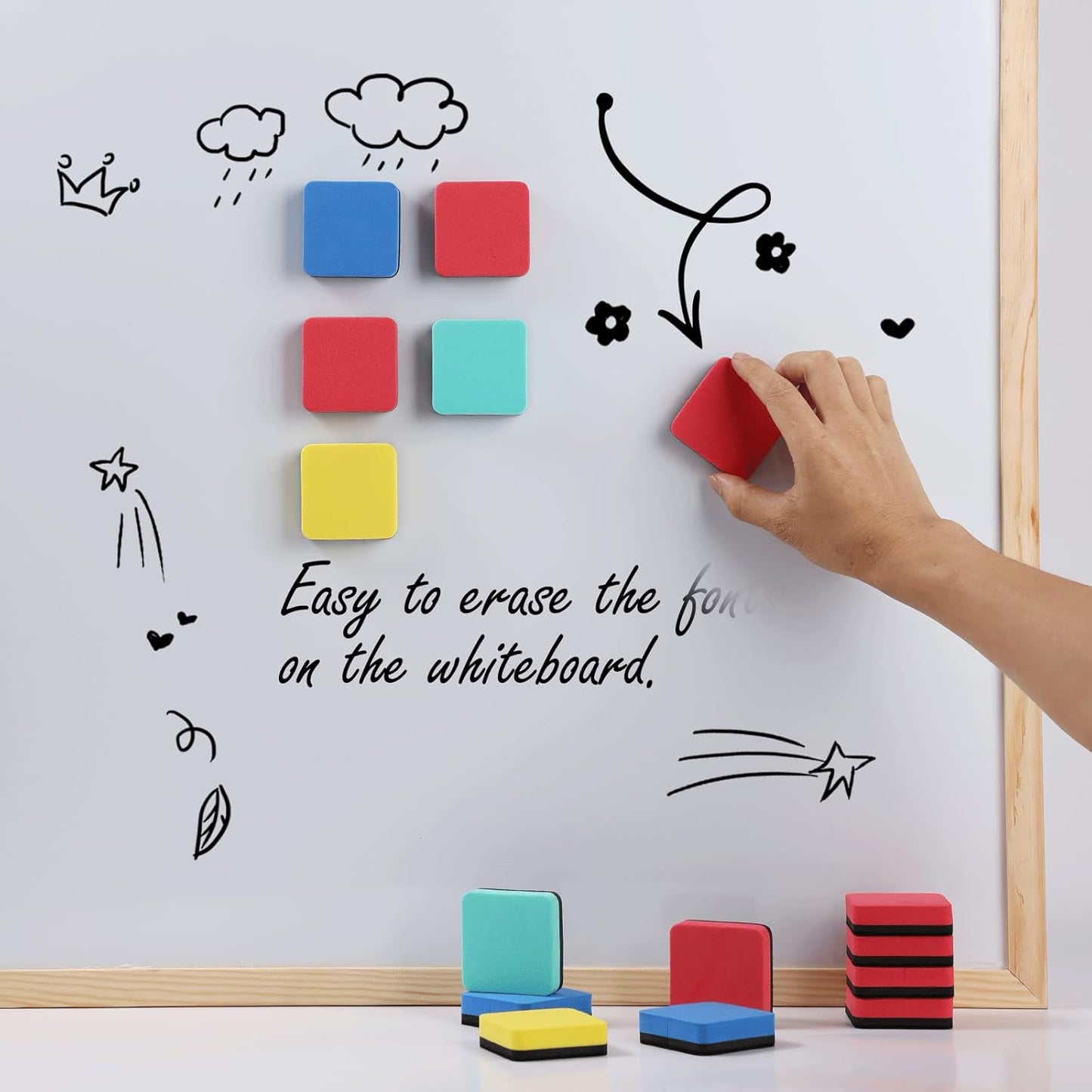 XKDOUS 35 Pack Dry Erase Eraser, Magnetic Whiteboard Eraser Bulk, Small White Board Eraser for Kids, Dry Erase Board Eraser, Mini Dry Erase Erasers Perfect for Classroom(4 Color Set, 2 x 2 Inch)