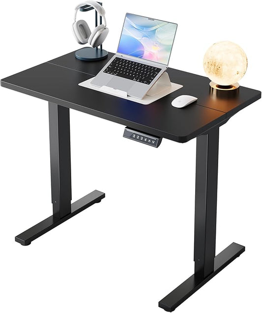 HUANUO 32" Small Electric Standing Desk Adjustable Height, 4 Memory Height Settings, Sit Stand Up Desk for Home Office & Computer Workstation, Black