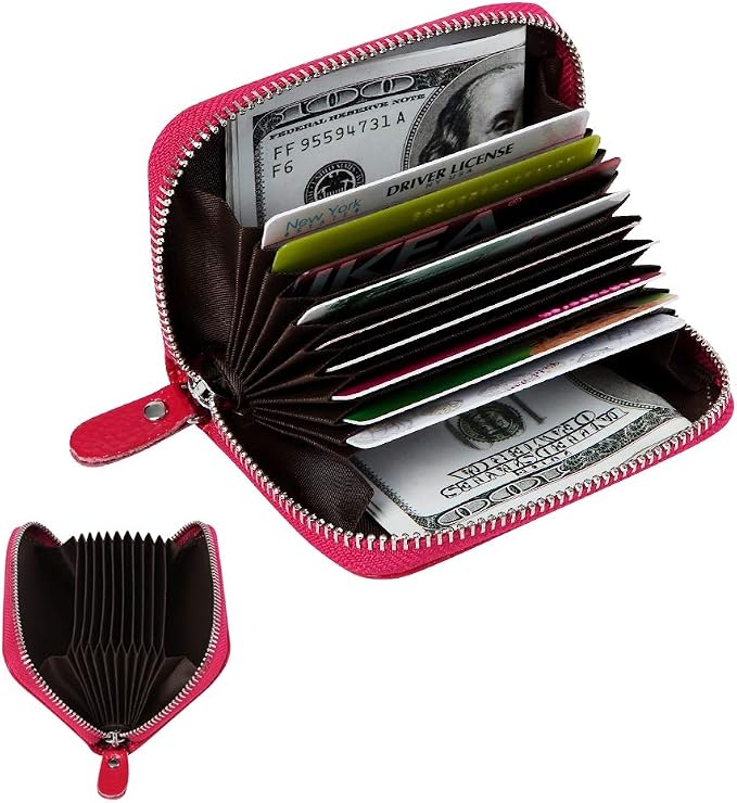 Women's RFID Blocking 12 Slots Credit Card Holder Leather Accordion Wallet