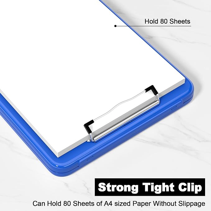 Hongri Clipboard with Storage, 8.5 x 11 Clip Board Foldable, Dark Blue | Bottom Opening, Size 13.4 x 9.4 X 0.9 in for Nurses, Teacher, Students, Classroom, School & Office Supplies