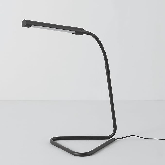 Globe Electric 56060 Arden 12" LED Integrated Desk Lamp, Adjustable Gooseneck, in-Line On Off Switch, USB Cable Included, 7 Watts, 200 Lumens,Black