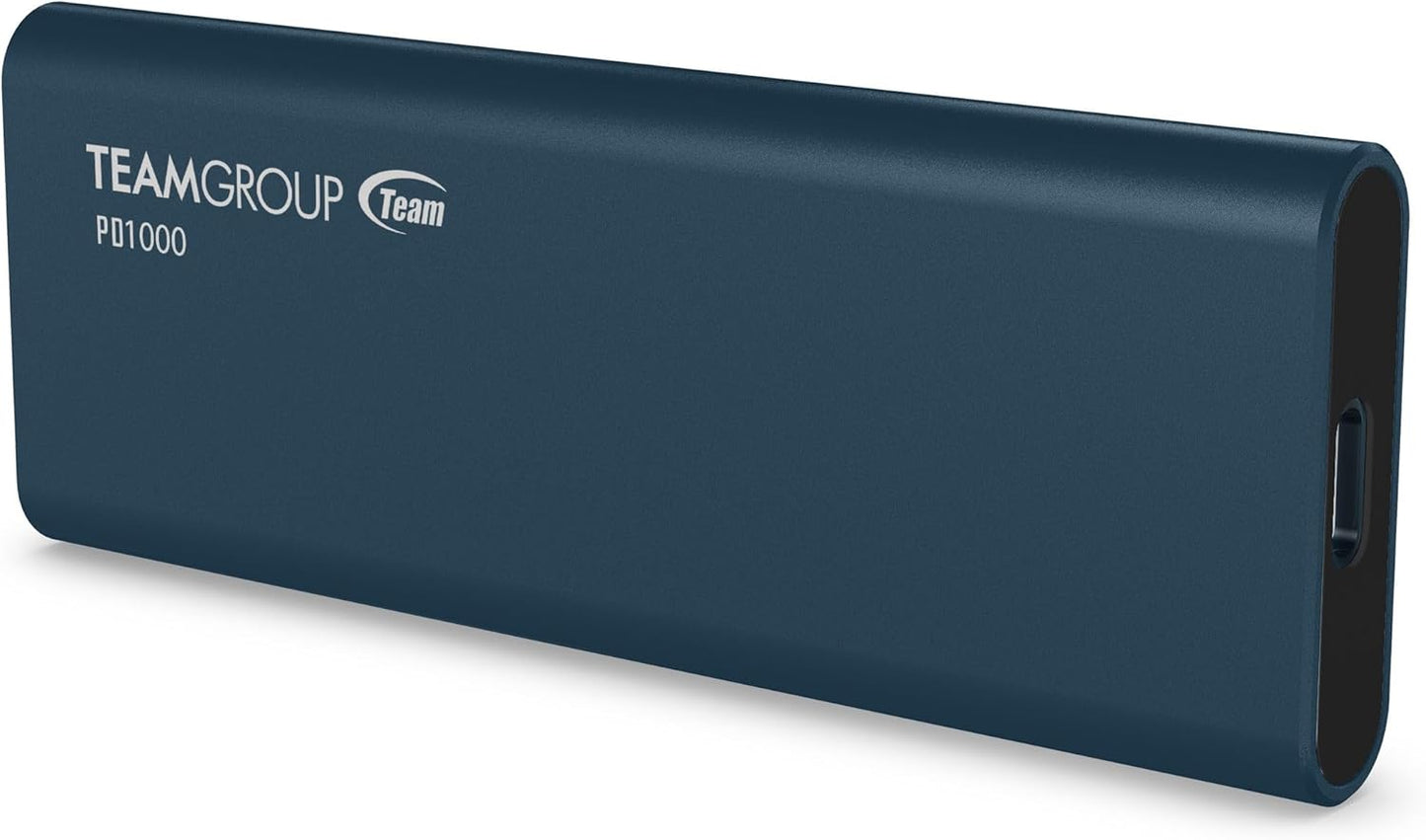 TEAMGROUP PD1000 2TB Aluminum Portable External Solid State Drive SSD, Read up to 1000MB/s, USB-C, USB A 3.2 Gen 2, Waterproof, Dustproof (IP68), Shockproof, Pressure Resistant T8FED6002T0C108