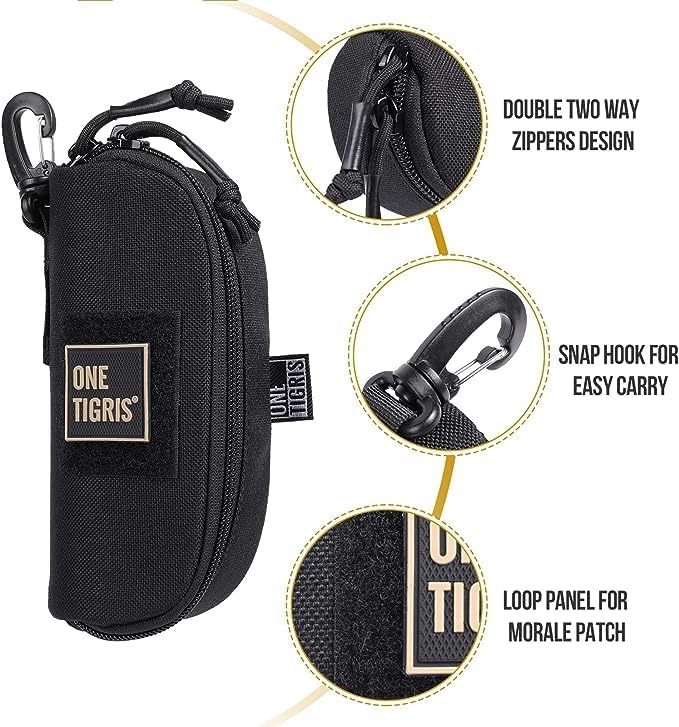 ONETIGRIS Tactical Hard Shell Eyeglasses Case Molle Zipper Sunglasses Pouch Shockproof Crush Resistant for Outdoor Activities