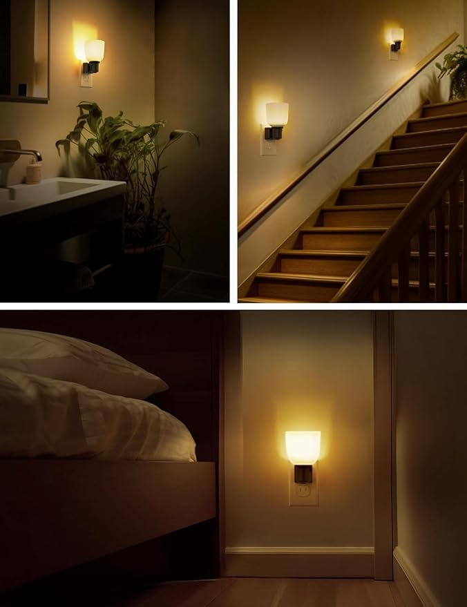 L LOHAS LED Night Lights Plug into Wall,[4 Pack] Dimmable Plug in Night Light,0-100LM Adjustable Brightness,Dusk to Dawn Sensor, 3000K Soft White, Boho Farmhouse Night Lights for Bedroom Bathroom