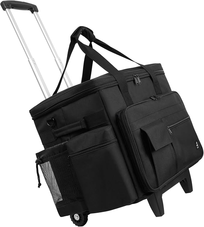Rolling Teacher Bag Built-in Hard Support Board With Detachable Trolley | Waterproof nylon,35L large space,Multiple storage pockets,Fits 15.6 Inch Laptop